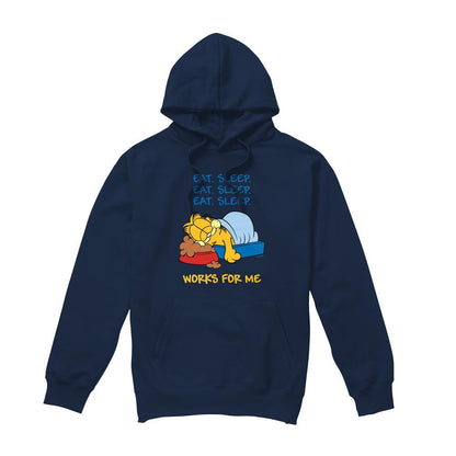 Navy - Front - Garfield Mens Works For Me Hoodie