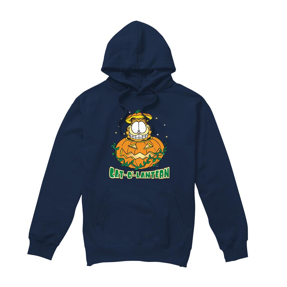 Navy - Front - Garfield Mens Cat O Lantern Hoodie