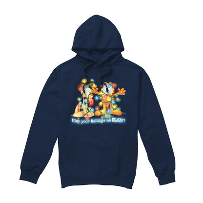Navy - Front - Garfield Mens Bright Holidays Hoodie