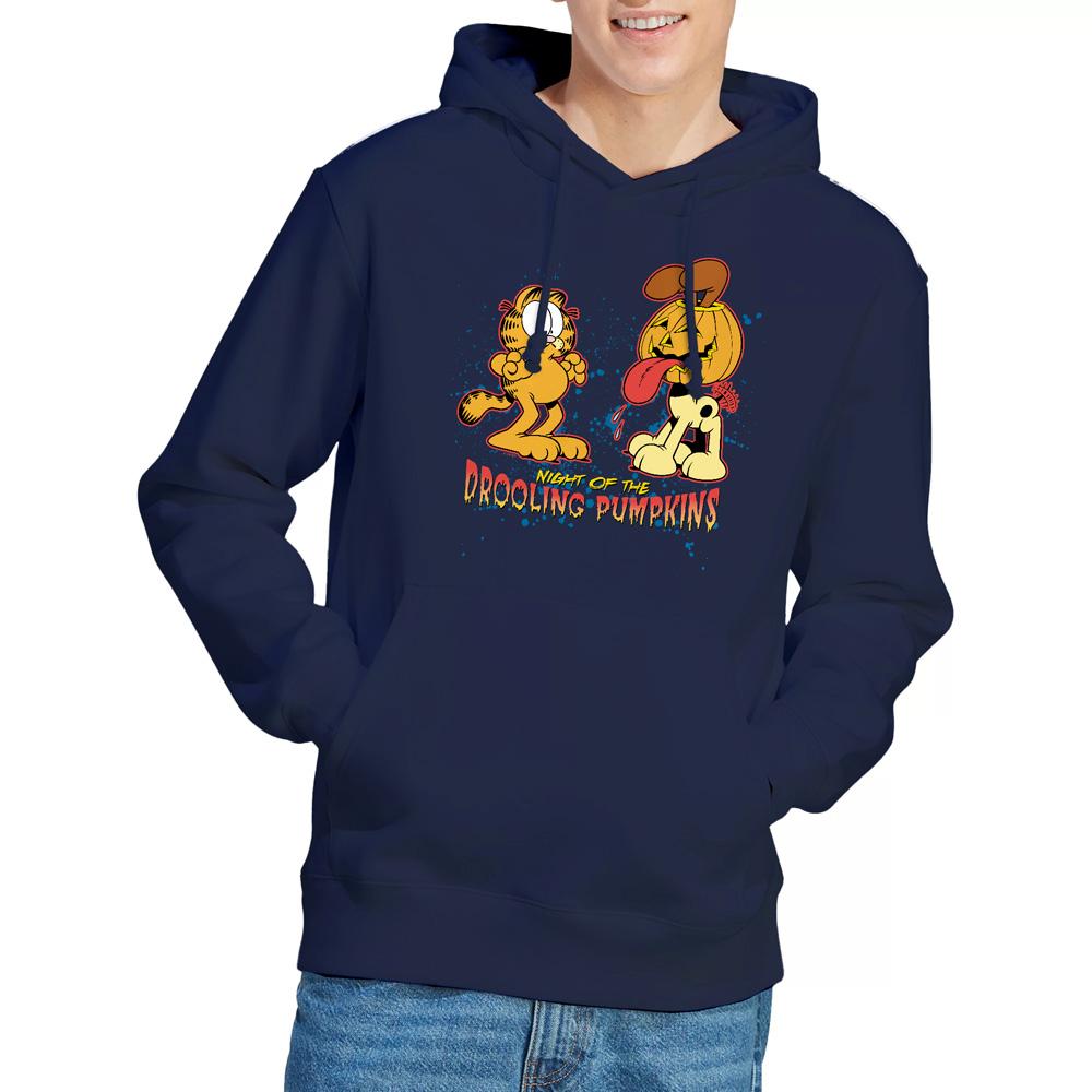 Navy - Lifestyle - Garfield Mens Drooling Pumpkins Hoodie