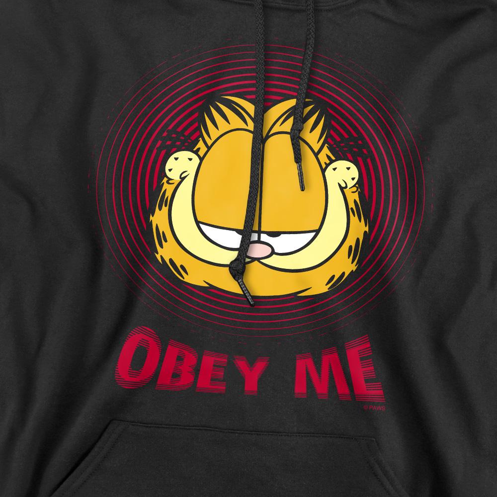 Black - Pack Shot - Garfield Mens Obey Me Hoodie