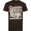 Dark Chocolate Brown - Front - Captain America Mens 70´s T-Shirt