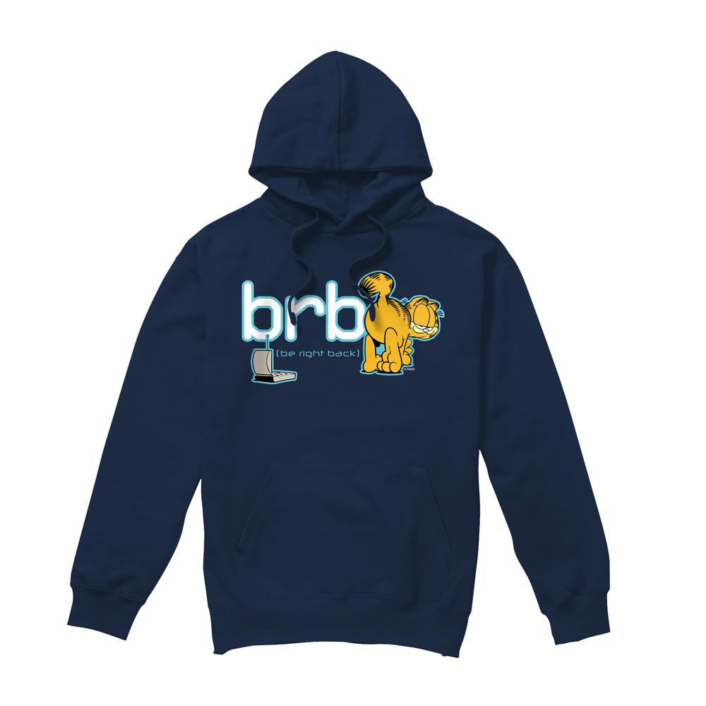 Navy - Front - Garfield Mens Be Right Back Hoodie