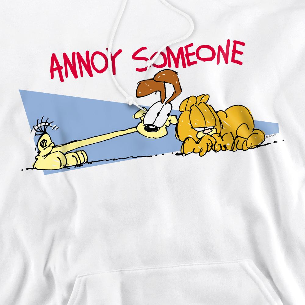 White - Pack Shot - Garfield Mens Annoy Someone Hoodie