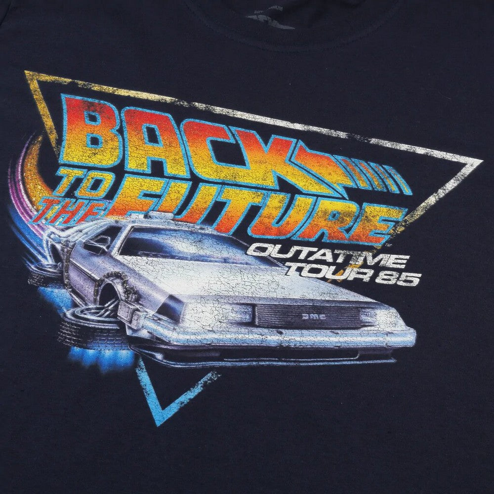 Navy - Side - Back To The Future Mens Tour Cotton T-Shirt
