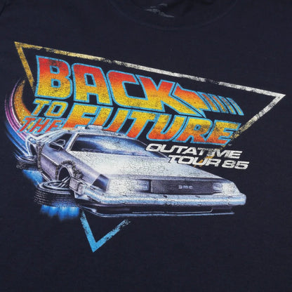Navy - Side - Back To The Future Mens Tour Cotton T-Shirt