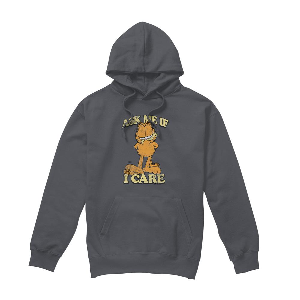 Charcoal - Front - Garfield Mens Ask Me Hoodie