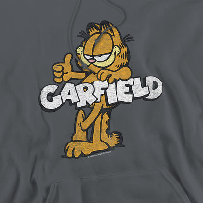 Charcoal - Side - Garfield Mens Garf Retro Hoodie