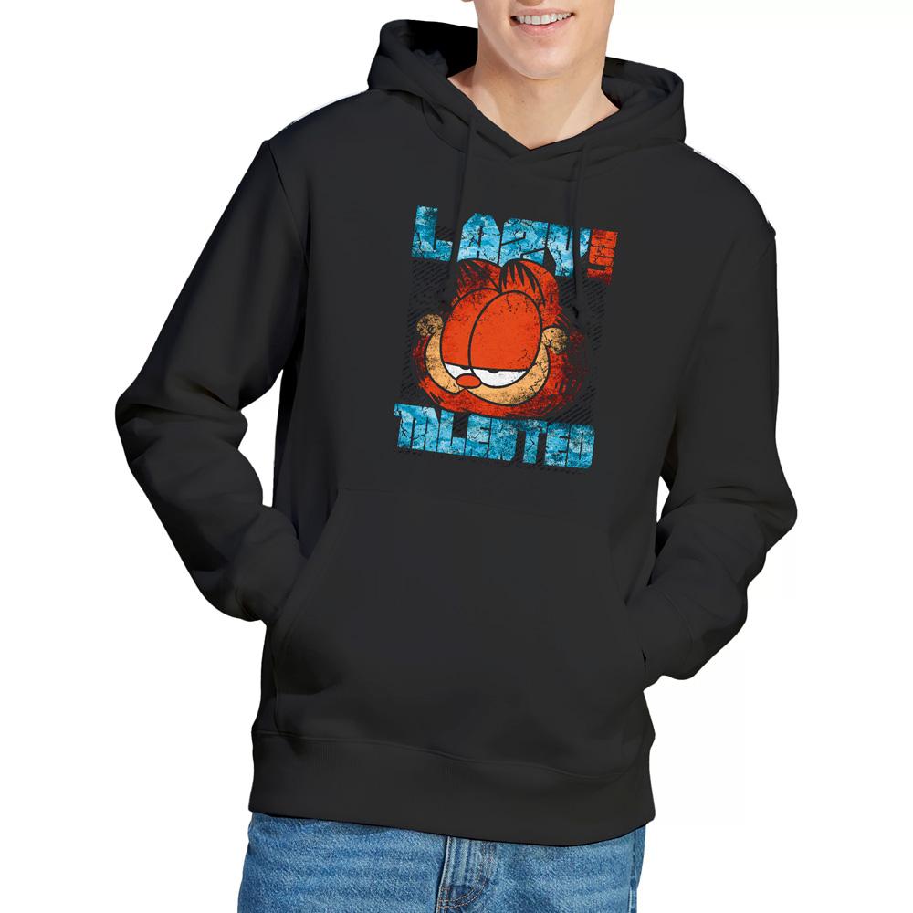 Black - Lifestyle - Garfield Mens Lazy But Talented Distressed Hoodie
