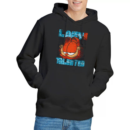 Black - Lifestyle - Garfield Mens Lazy But Talented Distressed Hoodie