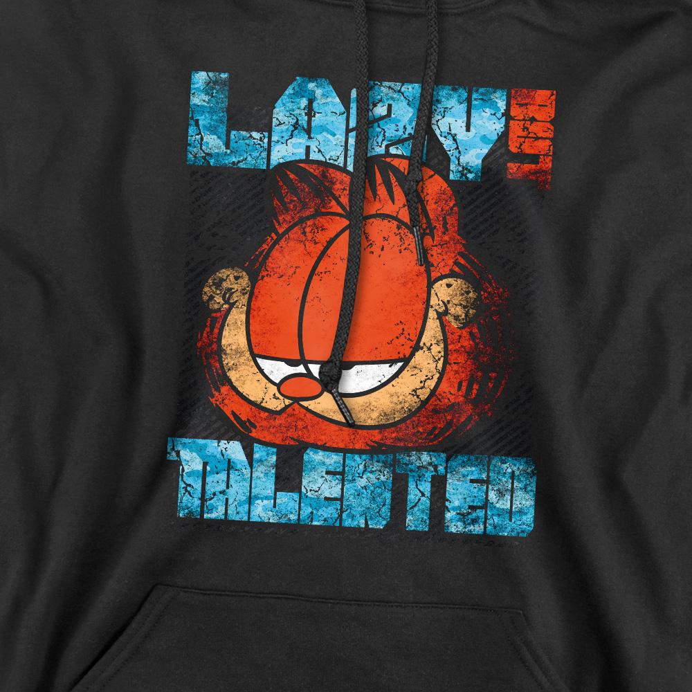 Black - Pack Shot - Garfield Mens Lazy But Talented Distressed Hoodie