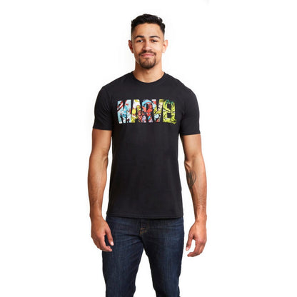 Black - Lifestyle - Marvel Mens Comic Strip Logo T-Shirt