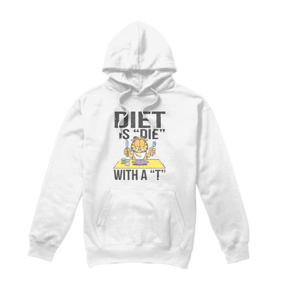 White - Front - Garfield Mens Diet Is Die With a T Hoodie
