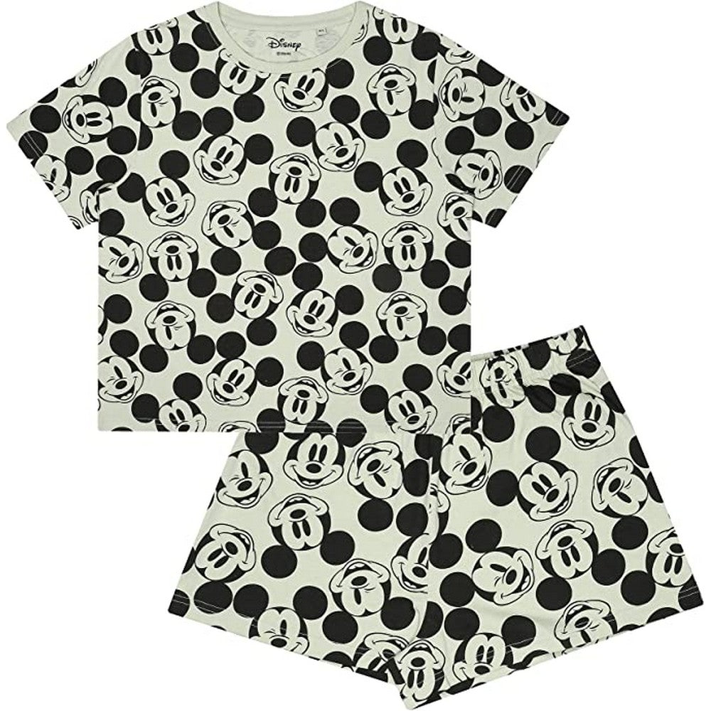 Grey-Black - Front - Disney Womens-Ladies Mickey Mouse Short Pyjama Set