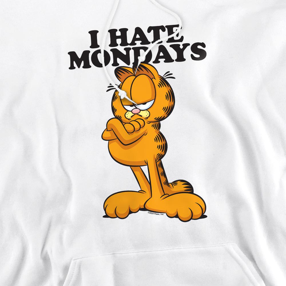 White - Side - Garfield Mens I Hate Mondays Hoodie