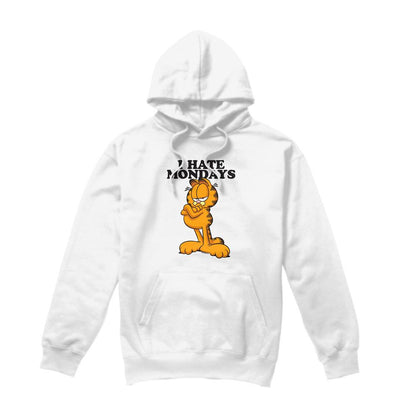 White - Front - Garfield Mens I Hate Mondays Hoodie