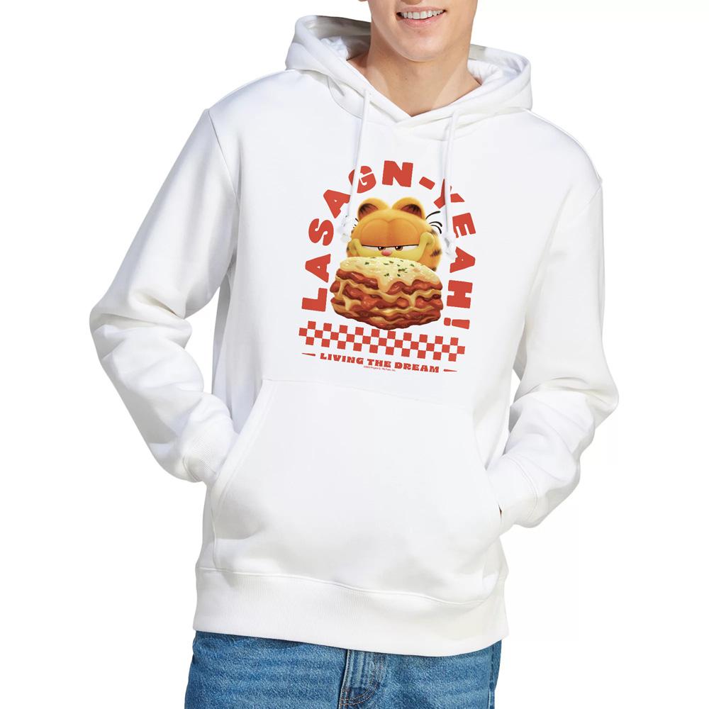 White - Lifestyle - Garfield Movie Mens Lasagnyeah Hoodie