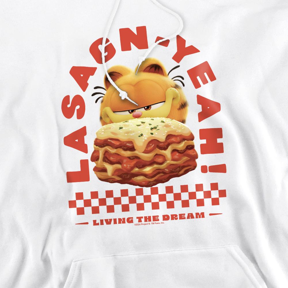 White - Pack Shot - Garfield Movie Mens Lasagnyeah Hoodie