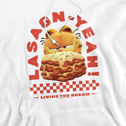 White - Pack Shot - Garfield Movie Mens Lasagnyeah Hoodie
