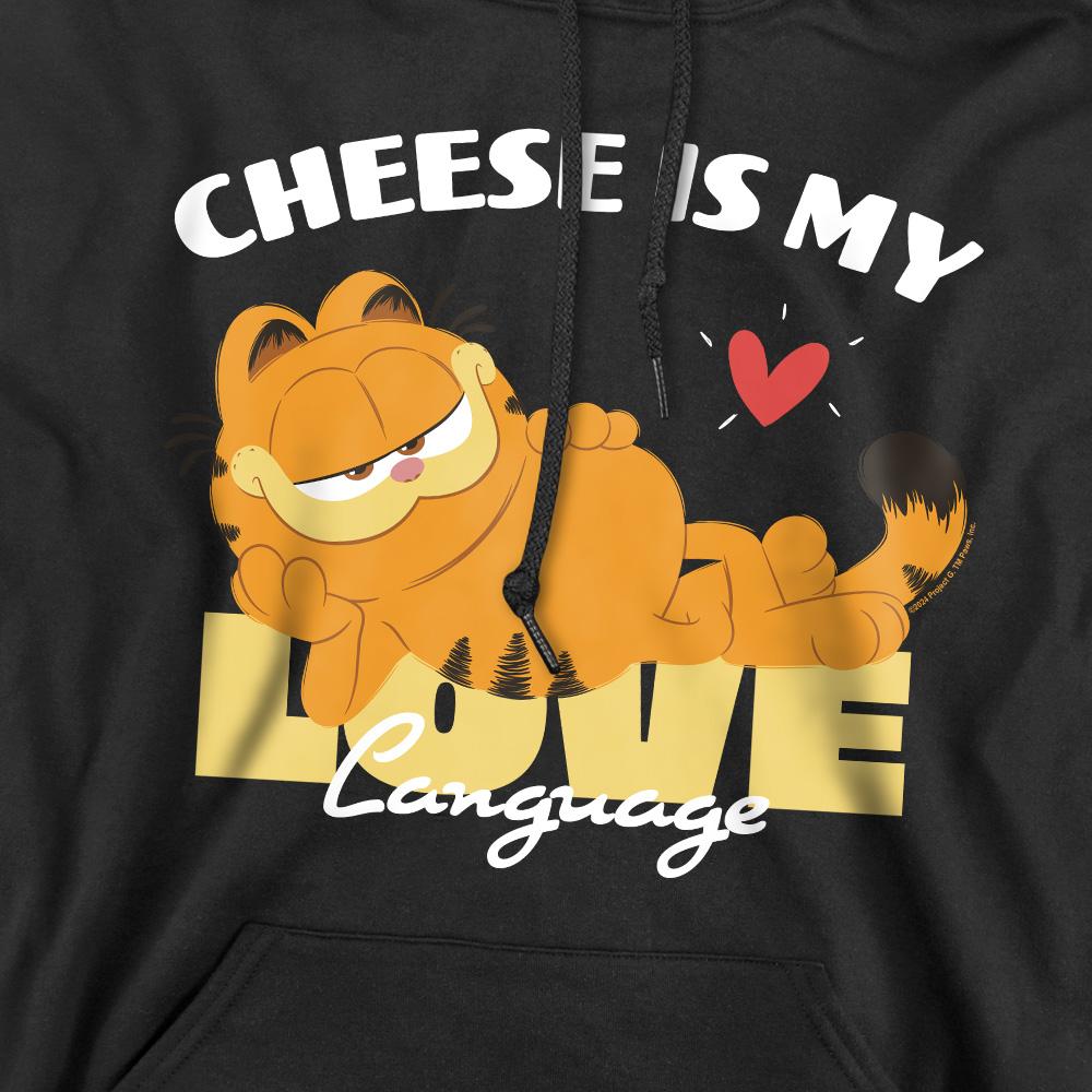 Black - Pack Shot - Garfield Movie Mens Cheese Is My Love Language Hoodie