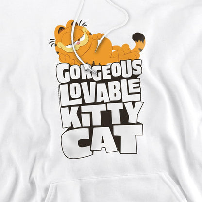 White - Pack Shot - Garfield Movie Mens Lovable Kitty Cat Hoodie