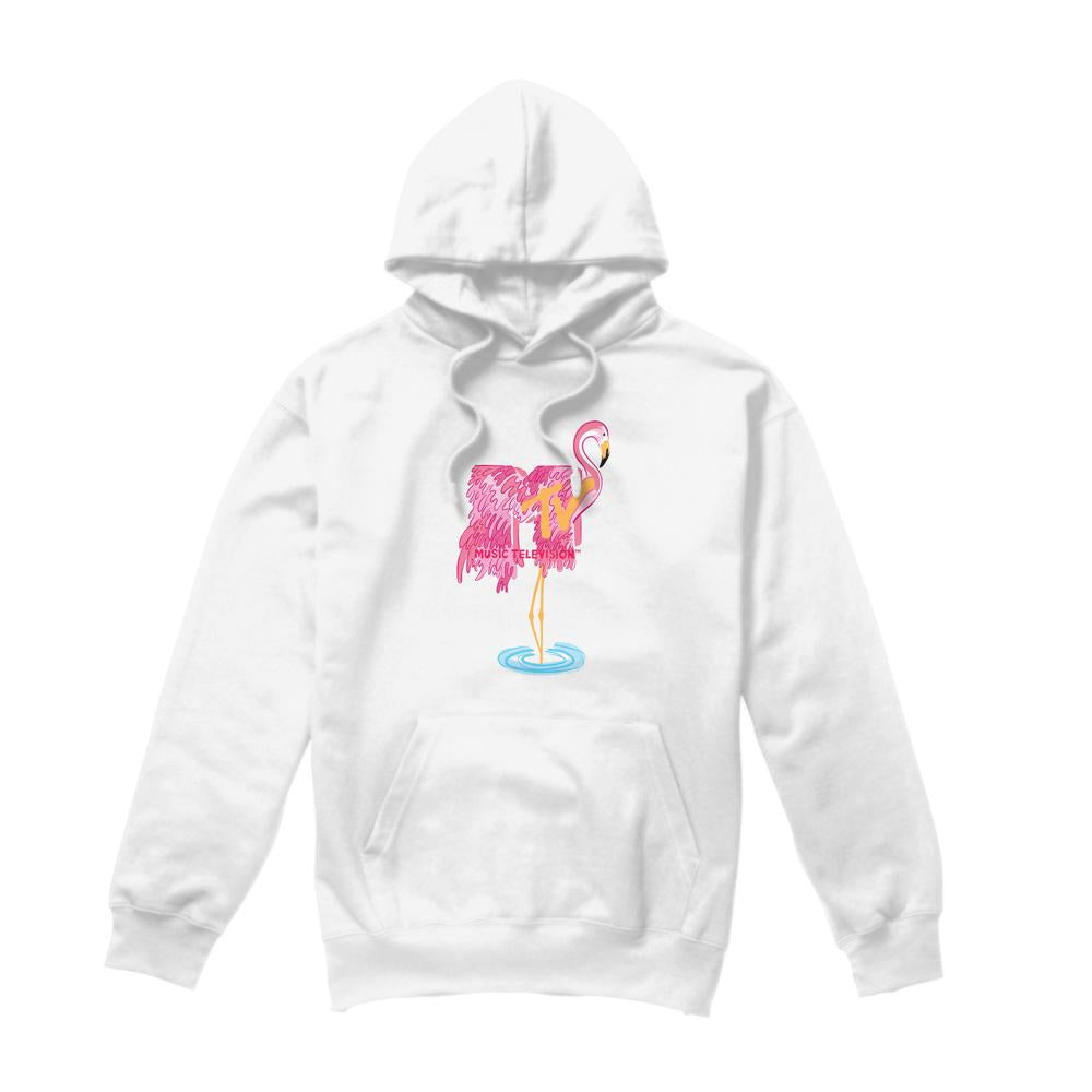 White - Front - MTV Mens Flamingo Hoodie