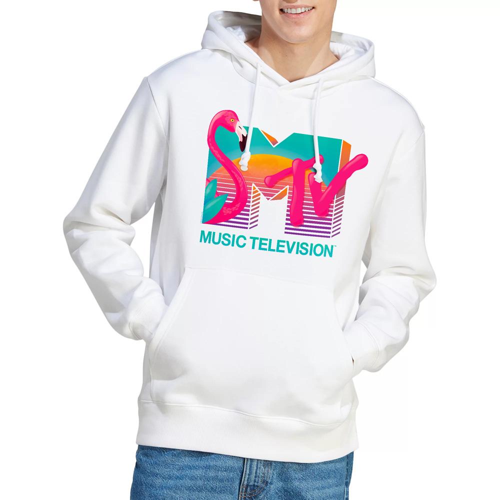 White - Lifestyle - MTV Mens Vibrant Flamingo Sunset Hoodie