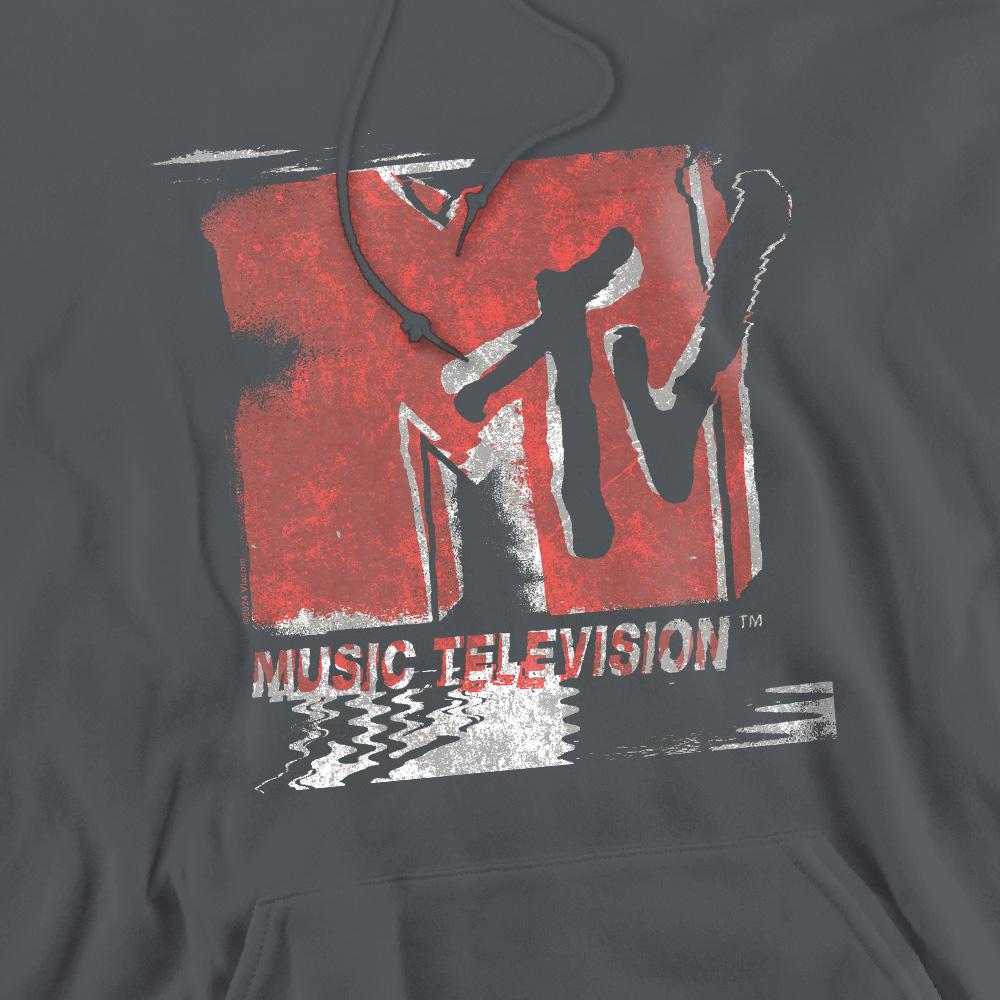 Charcoal - Side - MTV Mens Washed Out Logo Hoodie