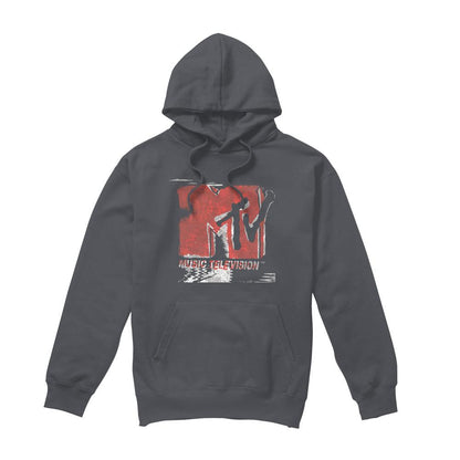 Charcoal - Front - MTV Mens Washed Out Logo Hoodie
