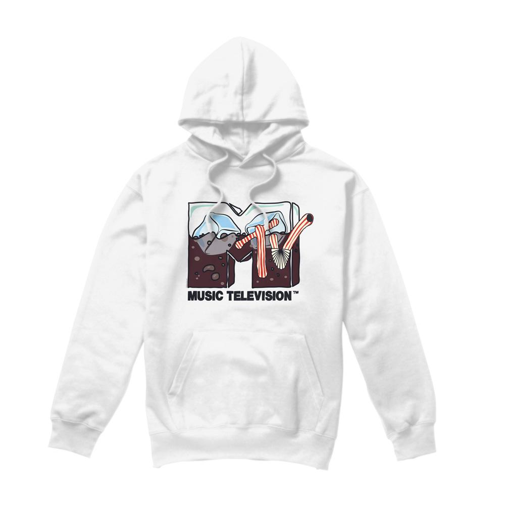 White - Front - MTV Mens Soda On Ice Hoodie