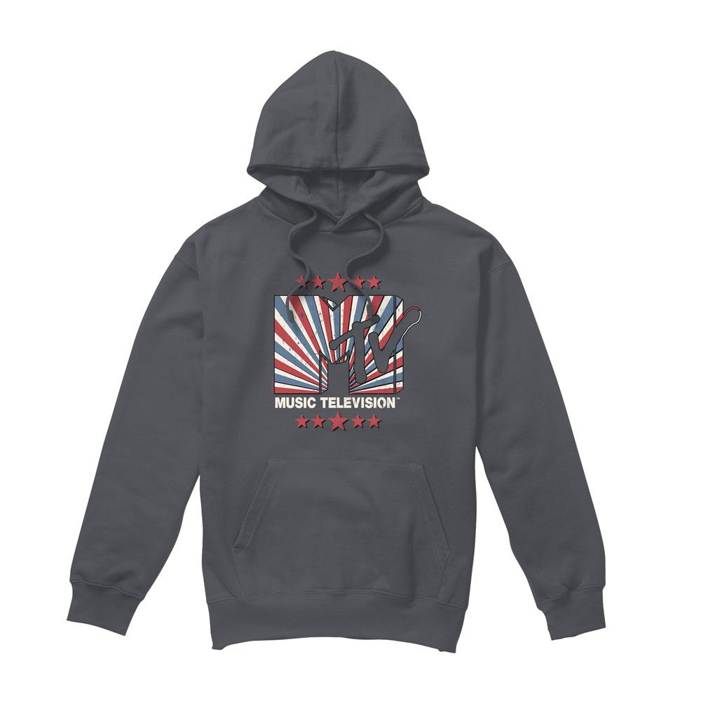 Charcoal - Front - MTV Mens Americana Hoodie