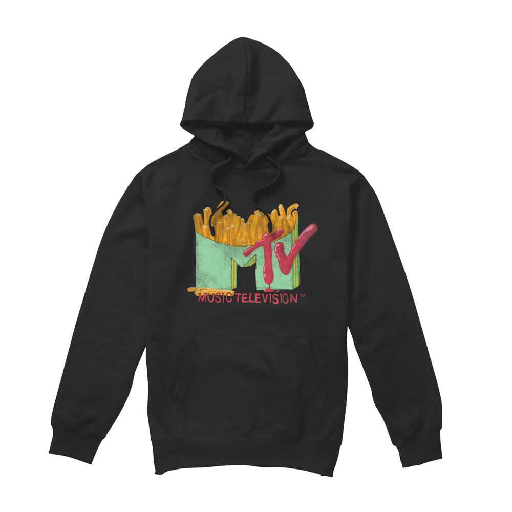 Black - Front - MTV Mens Fries Hoodie