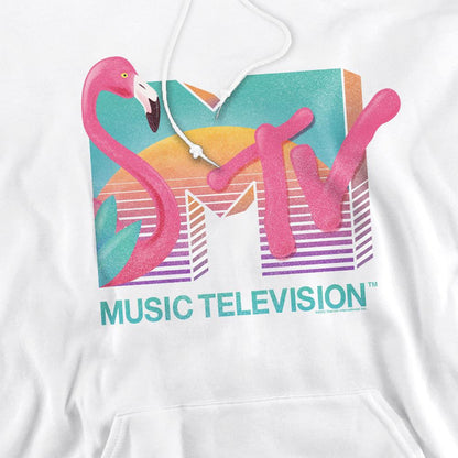 White - Side - MTV Mens Flamingo Logo Hoodie