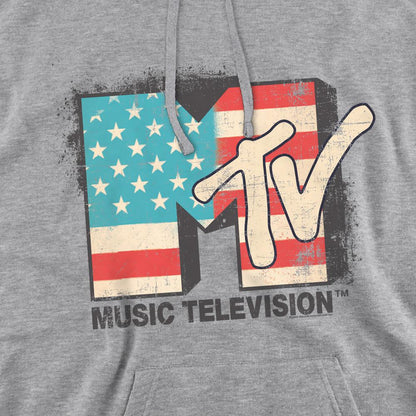 Sport Heather - Pack Shot - MTV Mens American Logo Hoodie