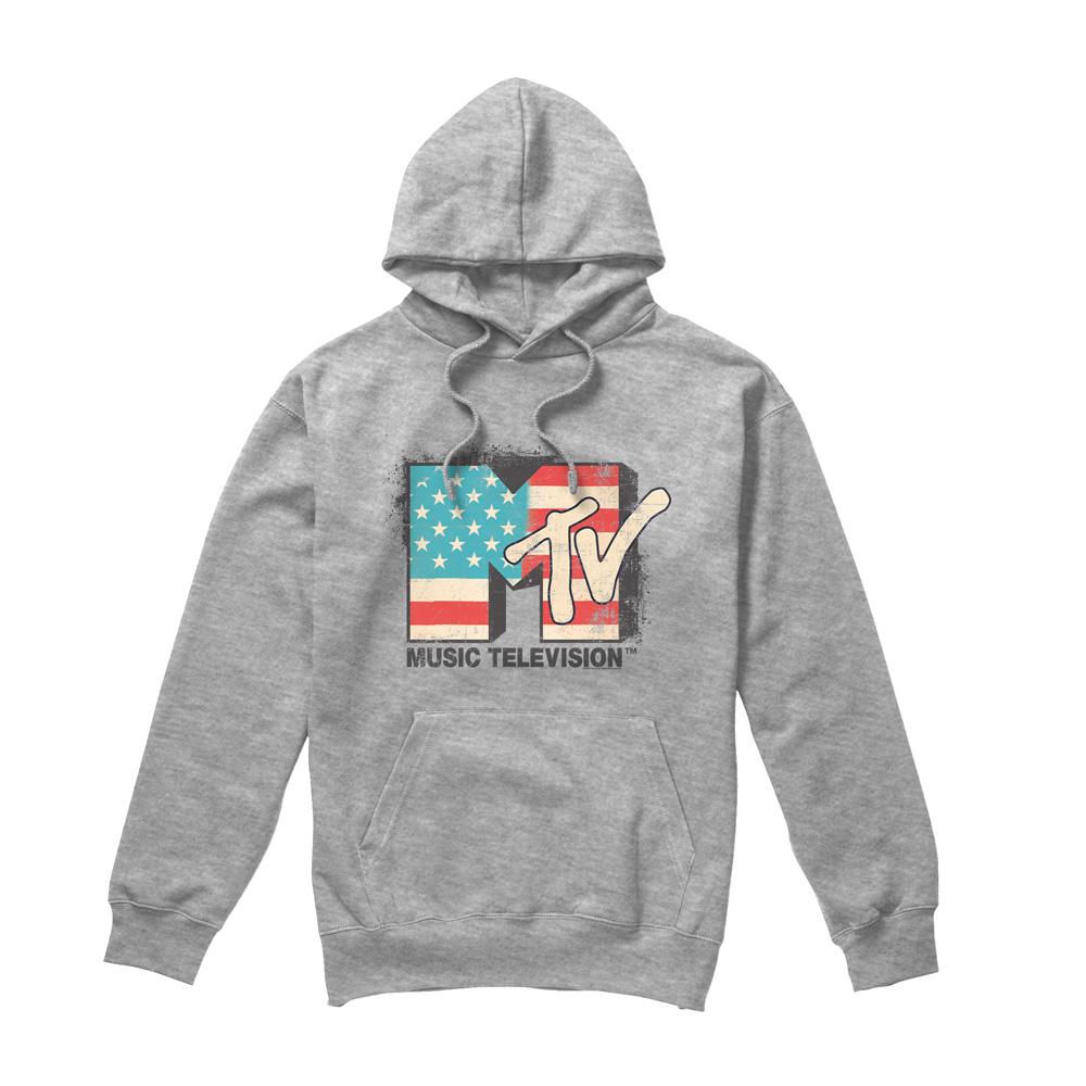 Sport Heather - Front - MTV Mens American Logo Hoodie