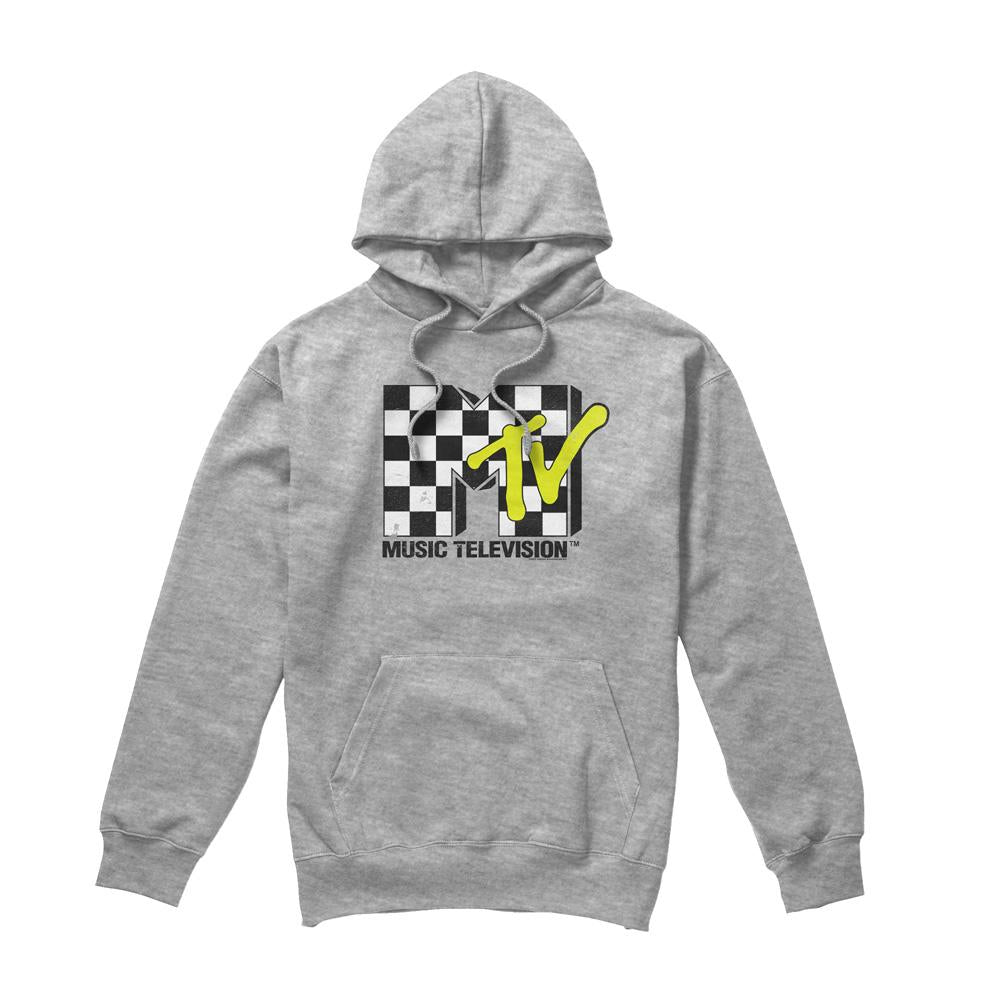 Sport Heather - Front - MTV Mens Checkerboard Logo Hoodie