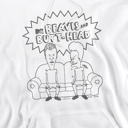 White - Pack Shot - Beavis & Butthead Mens Couch Logo Hoodie