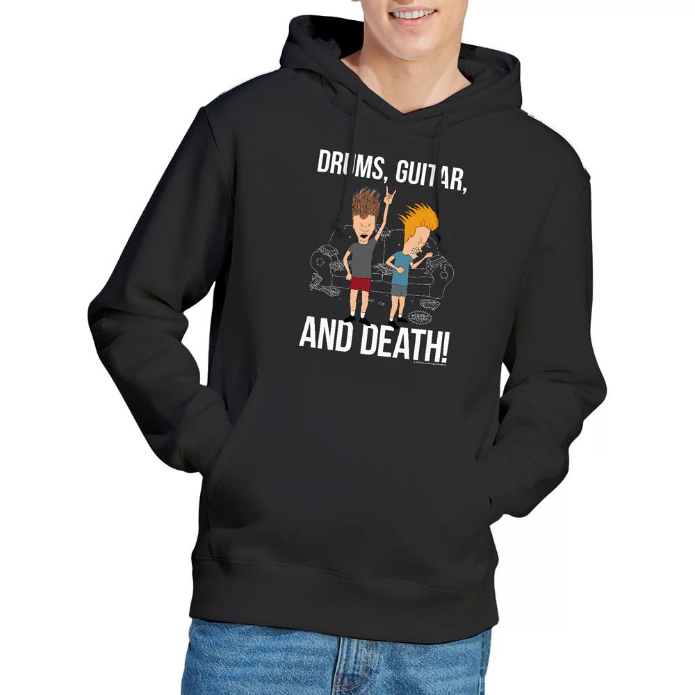 Black - Lifestyle - Beavis & Butthead Mens Drums Guitar & Death Hoodie
