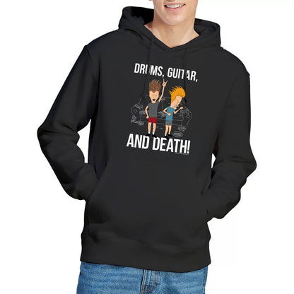 Black - Lifestyle - Beavis & Butthead Mens Drums Guitar & Death Hoodie