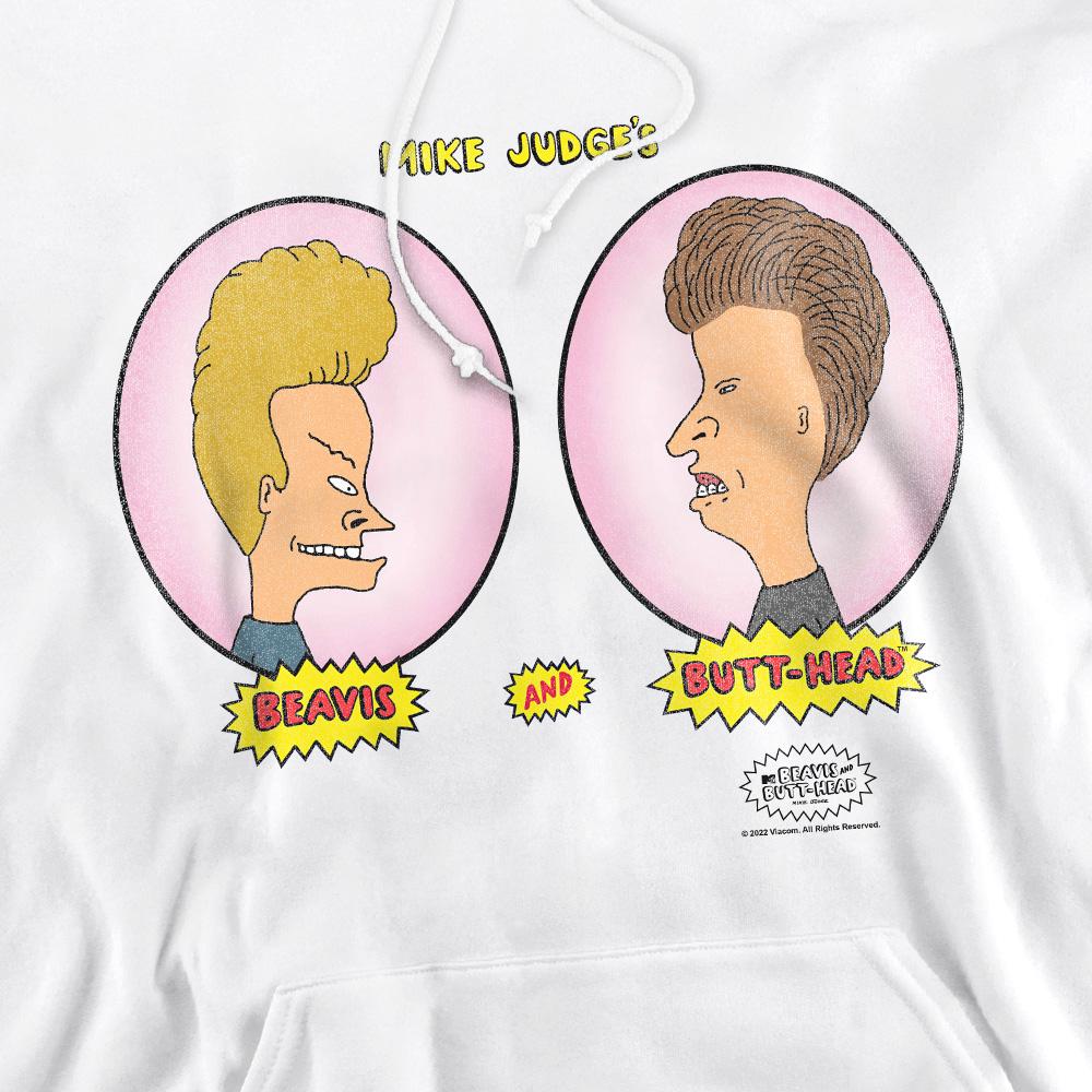 White - Pack Shot - Beavis & Butthead Mens Heads In Ovals Hoodie