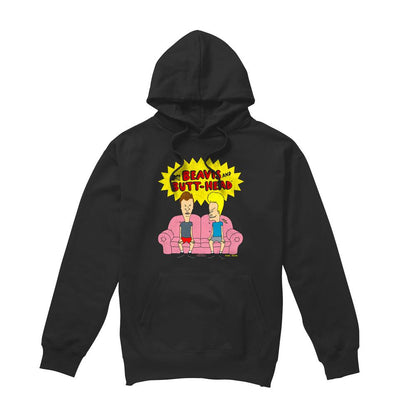 Black - Front - Beavis & Butthead Mens Couch OG Logo Hoodie
