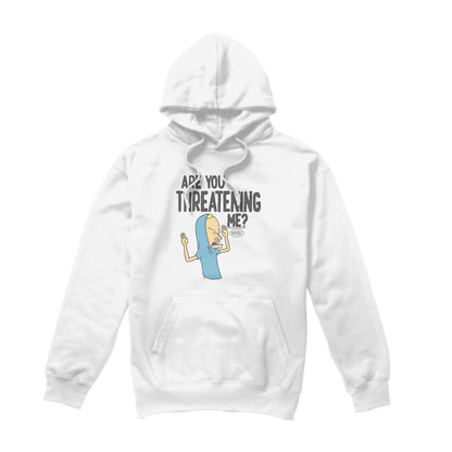 White - Front - Beavis & Butthead Mens Are You Threatening Me? Hoodie