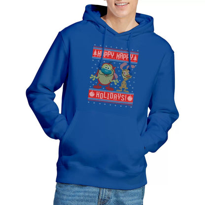 Royal Blue - Lifestyle - Ren & Stimpy Mens Happy, Happy Holidays Christmas Jumper Hoodie