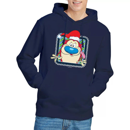 Navy - Lifestyle - Ren & Stimpy Mens Festive Santa Hat Christmas Hoodie