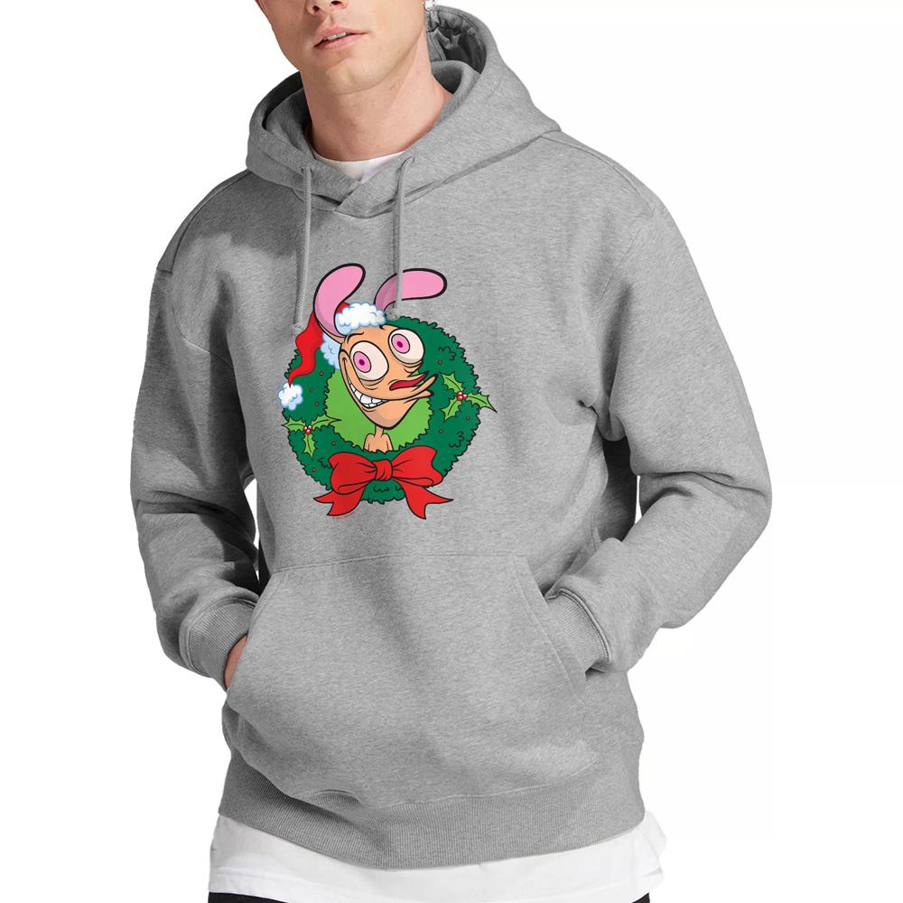 Sport Heather - Lifestyle - Ren & Stimpy Mens Wreath Christmas Hoodie