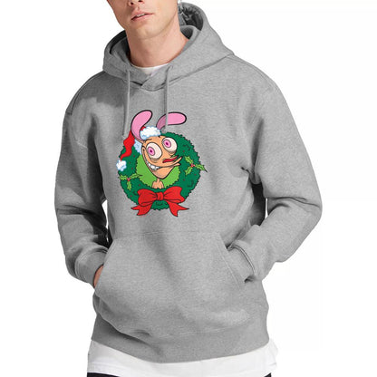 Sport Heather - Lifestyle - Ren & Stimpy Mens Wreath Christmas Hoodie