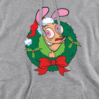 Sport Heather - Pack Shot - Ren & Stimpy Mens Wreath Christmas Hoodie