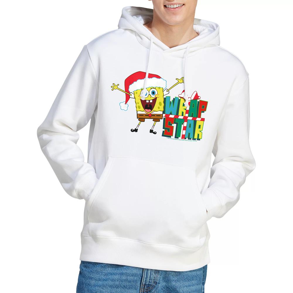 White - Lifestyle - SpongeBob SquarePants Mens Wrap Star At Christmas Hoodie