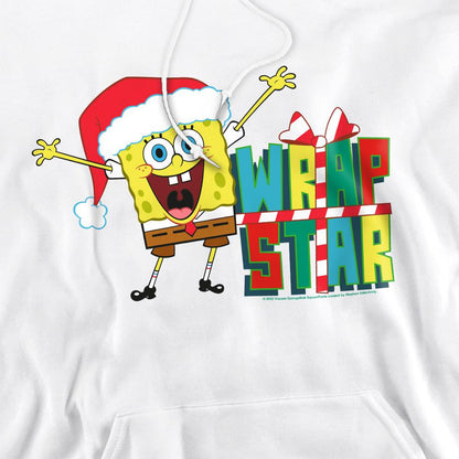 White - Pack Shot - SpongeBob SquarePants Mens Wrap Star At Christmas Hoodie
