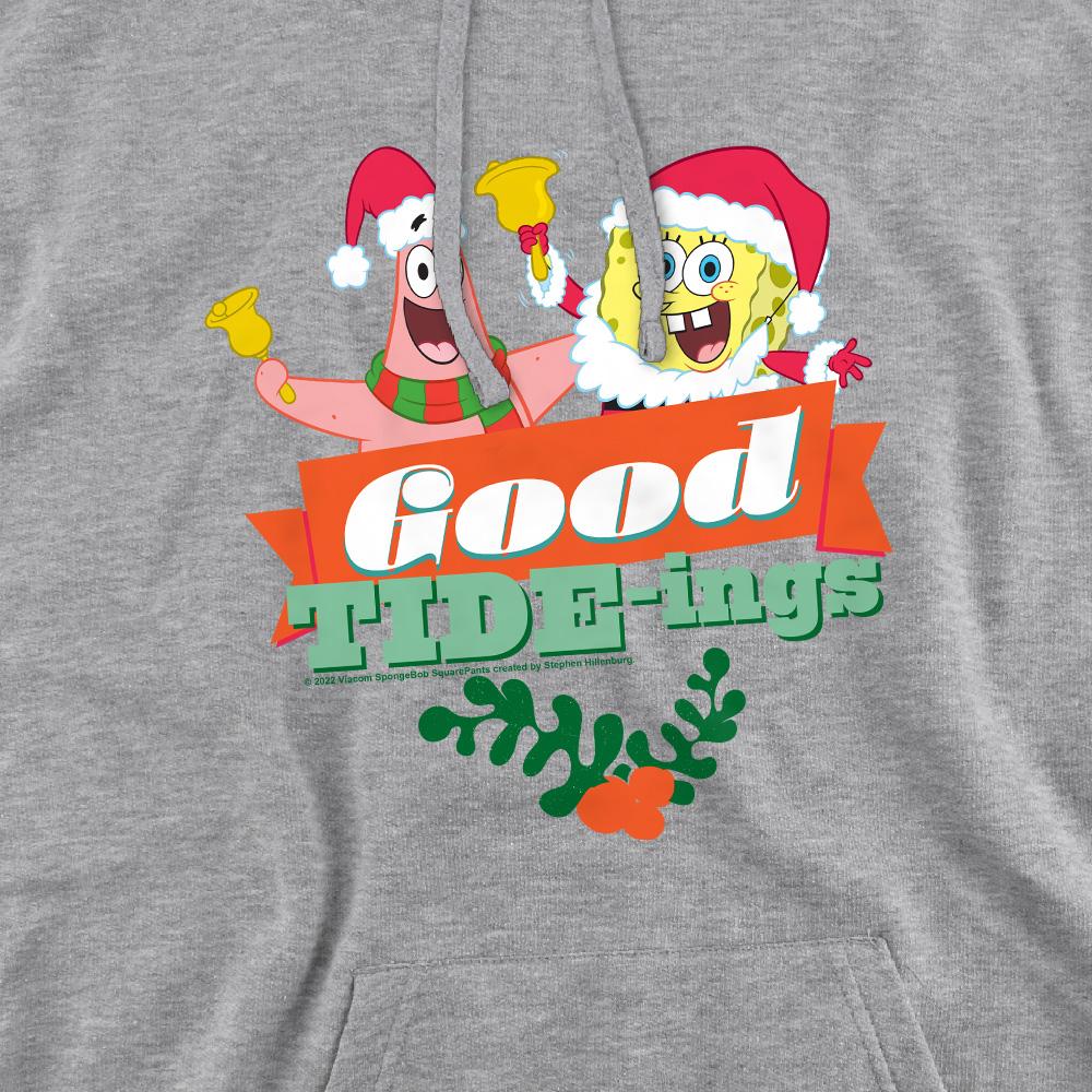 Sport Heather - Pack Shot - SpongeBob SquarePants Mens Good Tide-ings Patrick Star Santa Claus Christmas Hoodie